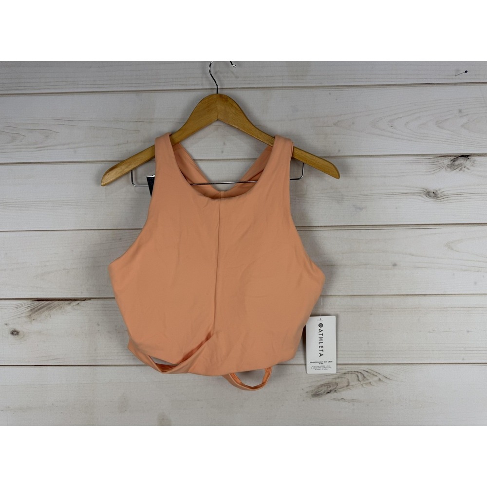 Athleta Sports Bra Womens XL Orange Conscious Cut Out Crop Keyhole Racerback